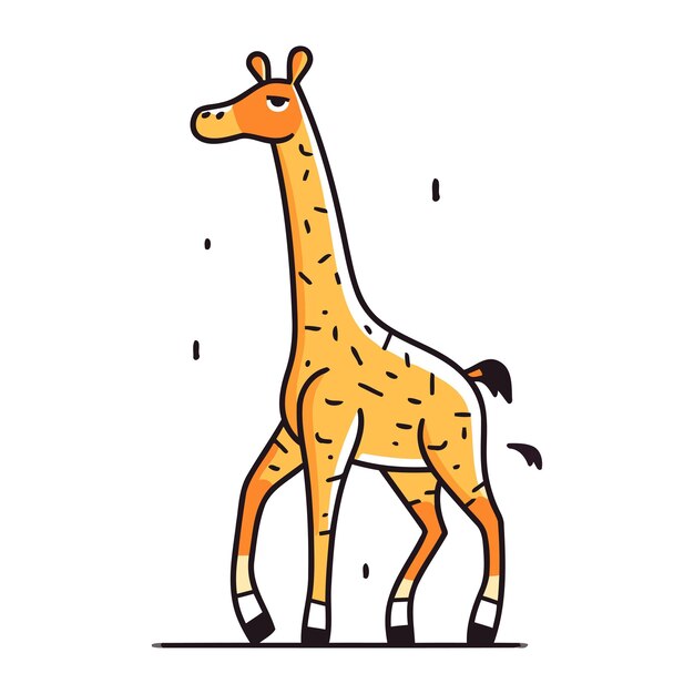 Illustrazione vettoriale della giraffa, giraffa carina disegnata a mano isolata su sfondo bianco