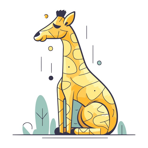 Вектор Жираф векторная иллюстрация жирафа в плоском стиле