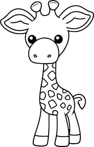 Giraffe vectorillustratie Zwart-wit overzicht Giraffe kleurboek of pagina voor kinderen