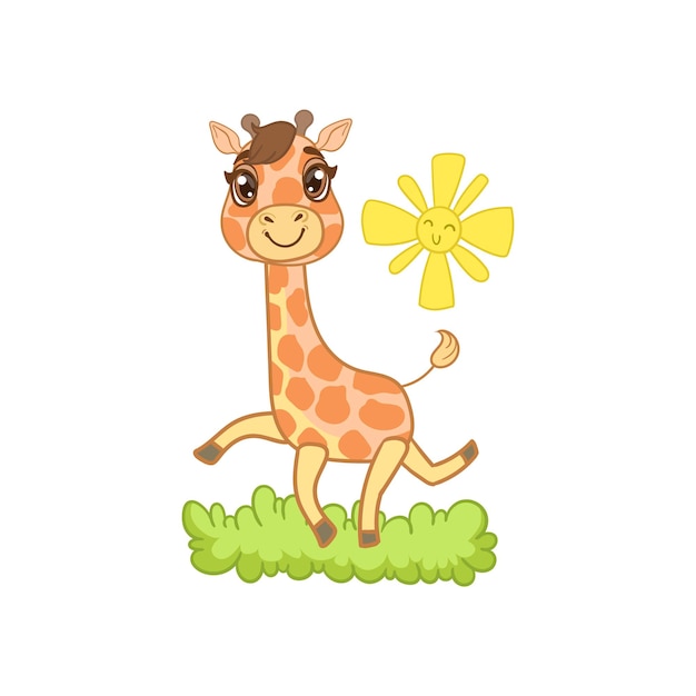 Vector giraffe walking outside