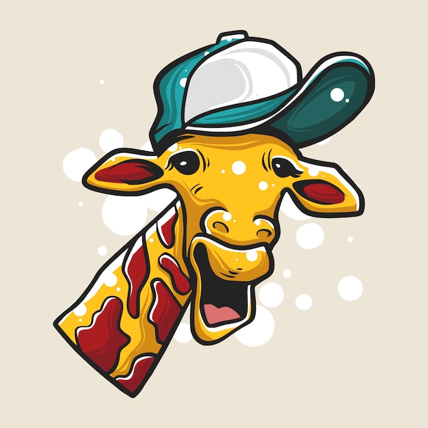 Giraffe wearing a hat illustration