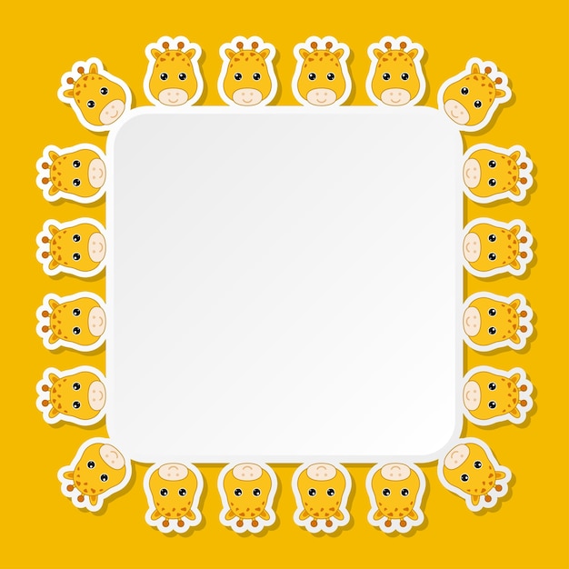 Giraffe with square frame for banner poster and greeting card