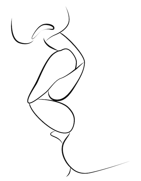 Girl Abstract woman with one line of drawing