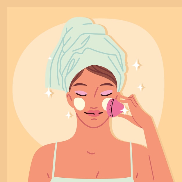 Vector girl applying cream