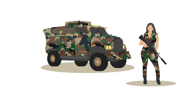 girl and armored car