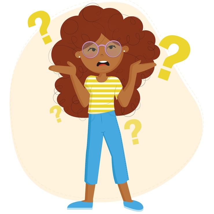 Vector girl asking questions illustration 