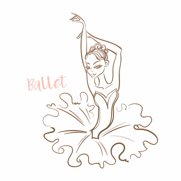 Ragazza ballerina balletto. logotype. vettore.