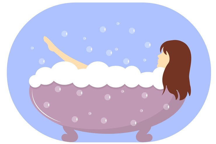 Vector 소녀는 거품 목욕에서 목욕