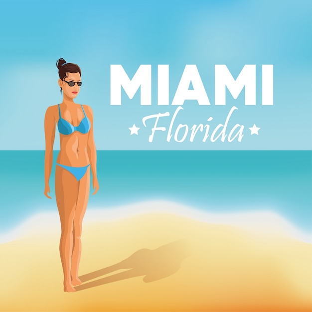 Vector girl on the beach design