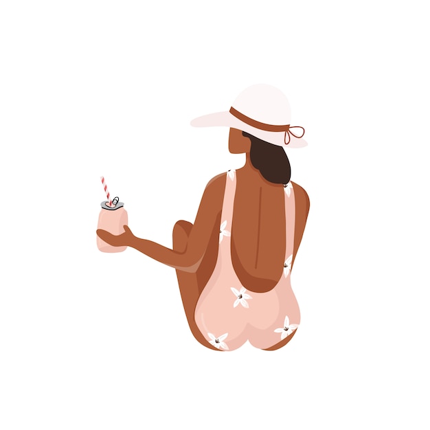 Vector girl on the beach illustration