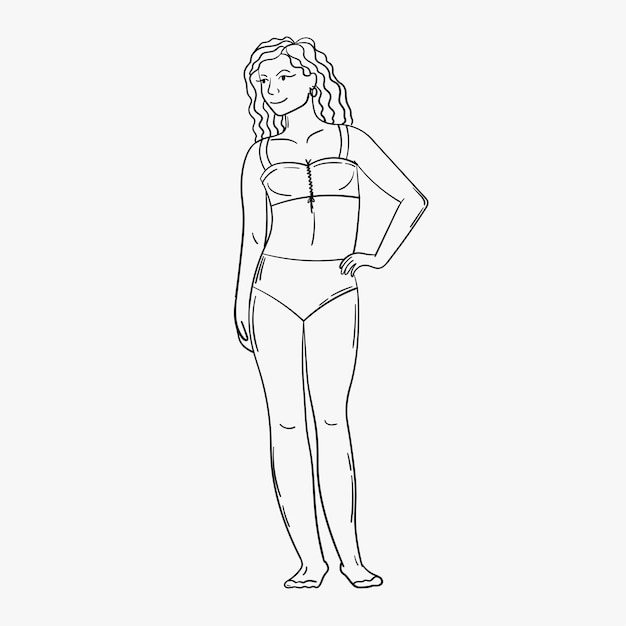 Vector girl on the beach in a swimsuit