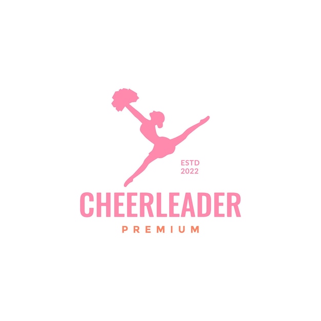 Girl beauty dance cheerleader happy support feminine logo design icon vector illustration