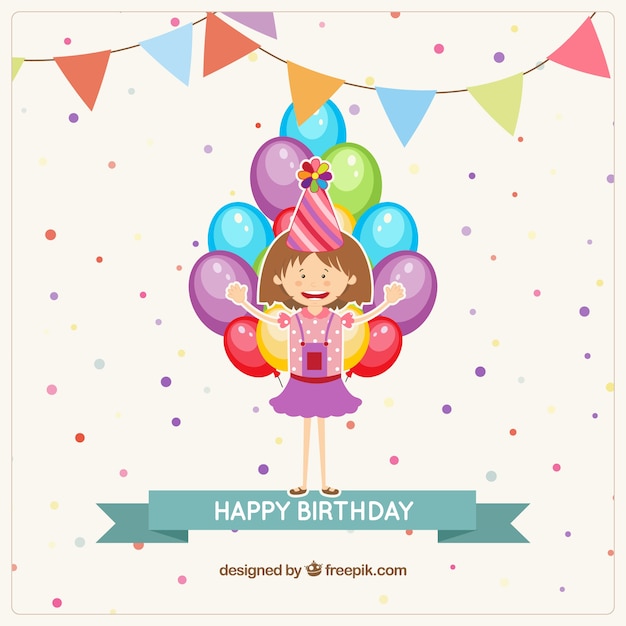 Vettore ragazza birthday card