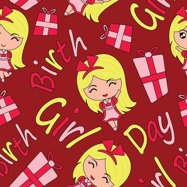 Girl birthday pattern background