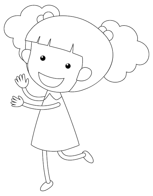 A girl black and white doodle character