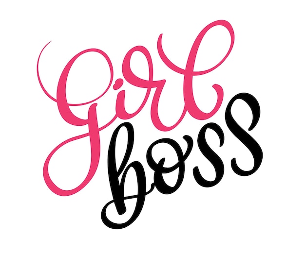 girl boss vector text on white background. Calligraphy lettering illustration