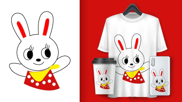 Vector girl bunny face t shirt logo print