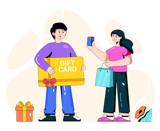 Girl buying online flat illustration of online shopping