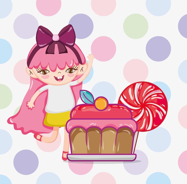 Girl and candies cartoons