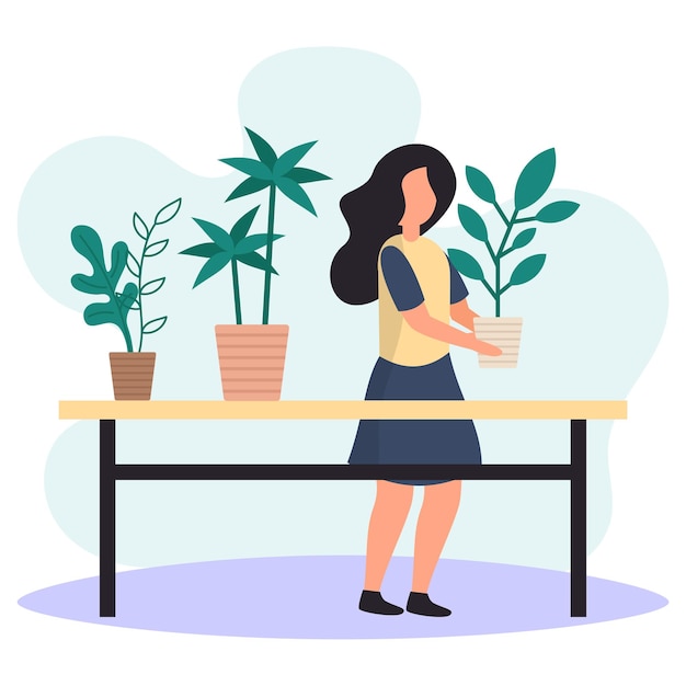 Girl Caring of Houseplant or Moving to Another Spot Vector Icon Design, Weekly holidays Activity