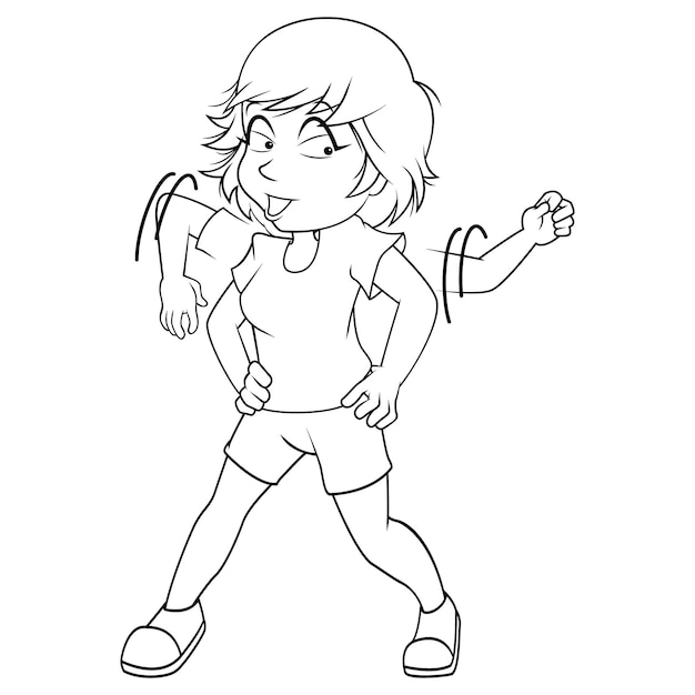 Girl cartoon coloring page for kid