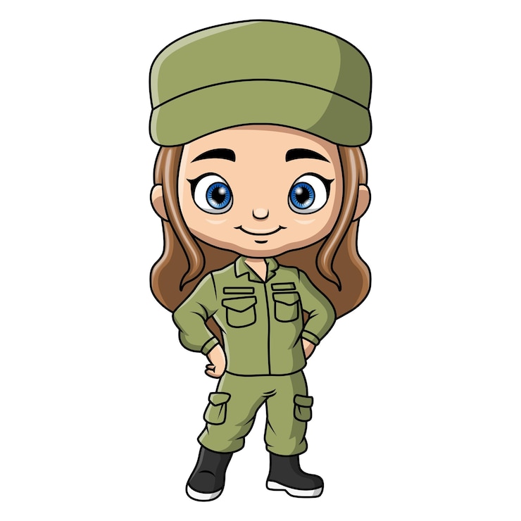 Vector 군복을 입은 만화 소녀