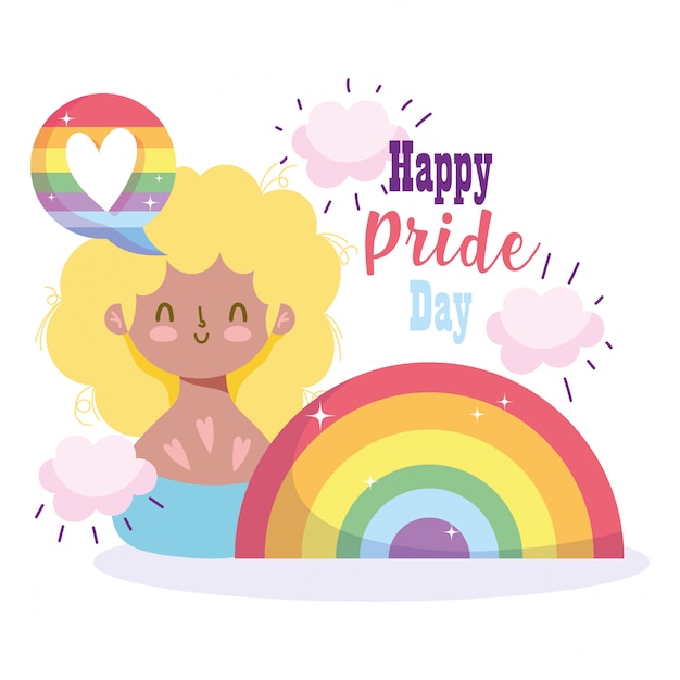 Girl cartoon with lgtbi rainbow