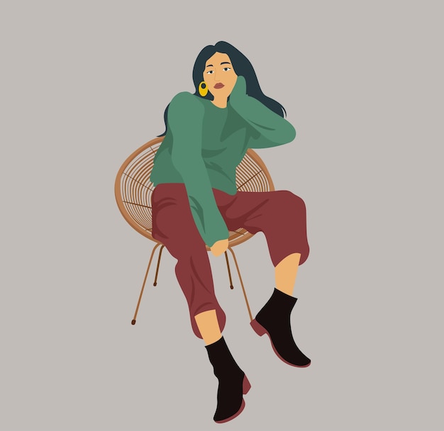 Vector girl on chair