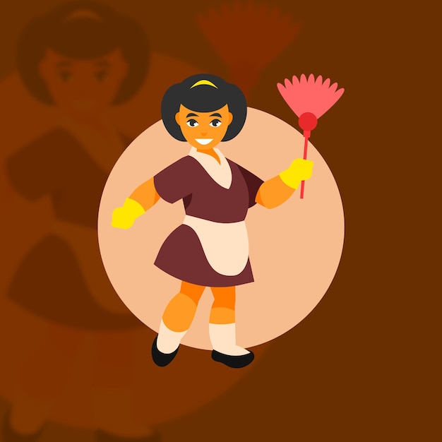 Vector girl in chambermaid costume