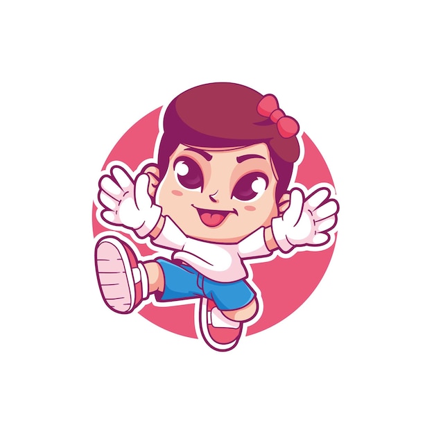 Girl character mascot logo