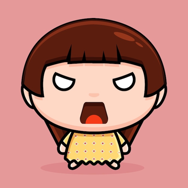 girl character mascot with angry expression