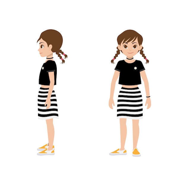 Girl character set braids and black clothes