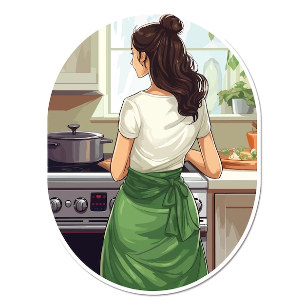 Vector girl chef logo