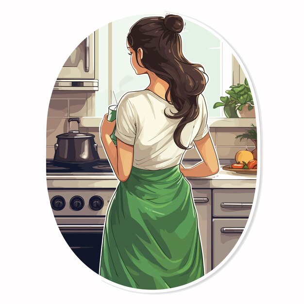 Vector girl chef logo