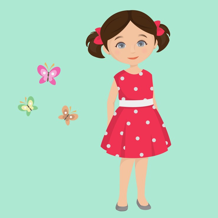 Girl and colorful butterflies