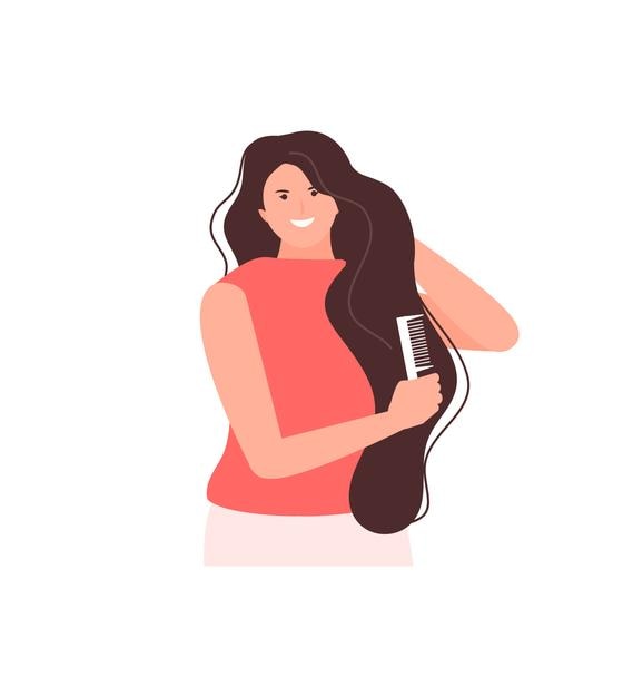 Girl combing her hair vector