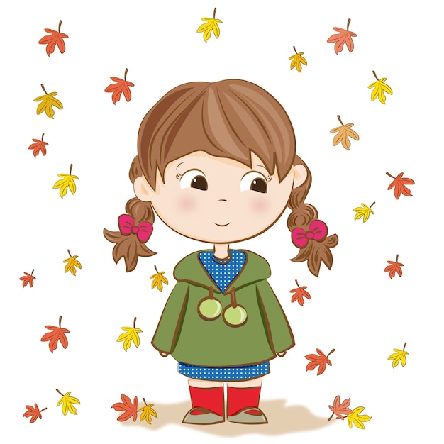 Vector girl cute in autumn