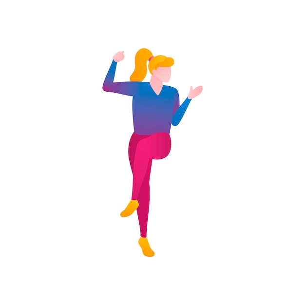 The girl dances flat vector illustration