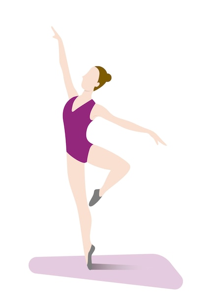 Vector girl dancing practicing ballet flat style vector illustration