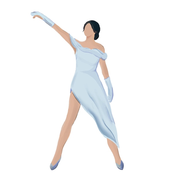 Vector girl dancing waltz in the ballroom graduation party at school wedding dance vector illustration