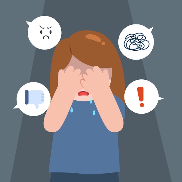 girl depressed from hate speech other people depression sadness and mental health concept
