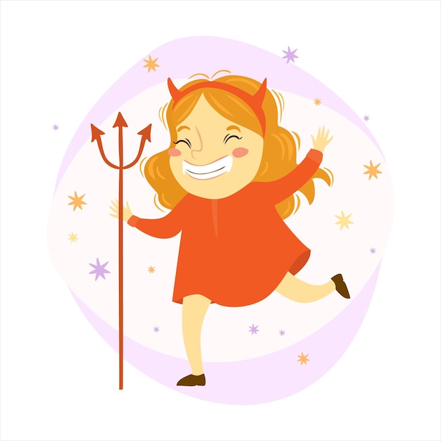 Vector girl in devil costume