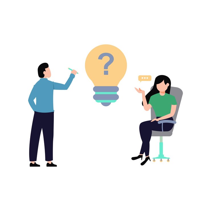Vector girl discussing idea with boy