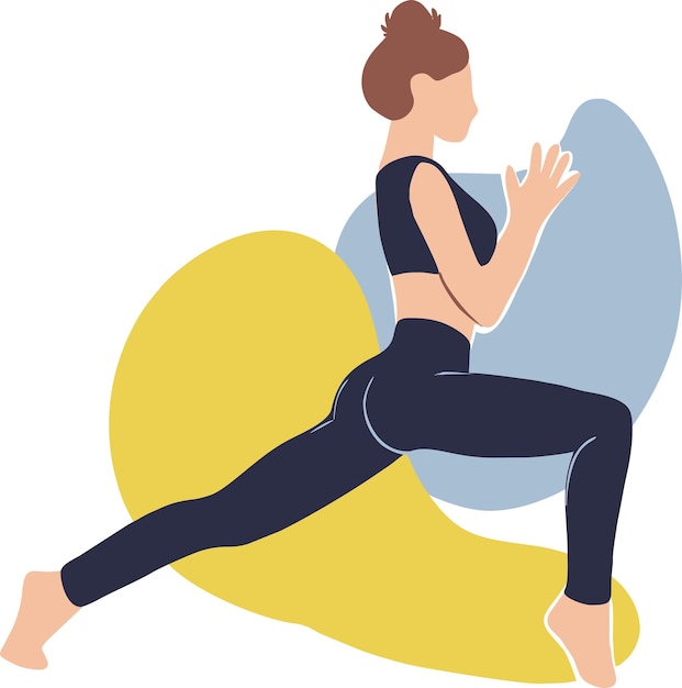 A girl does yoga illustration in the style of flat Vector illustration