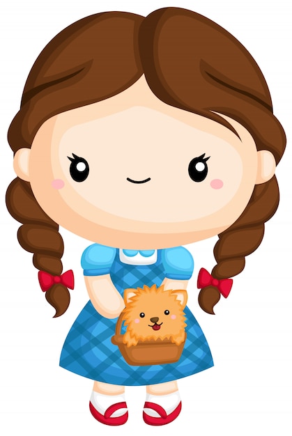 Vector girl and dog