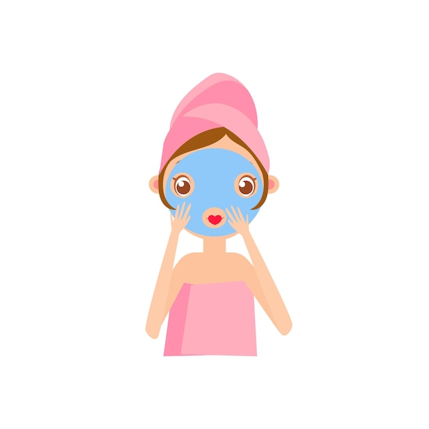 Vector girl doing clay mask