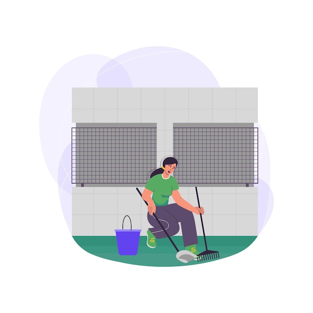 Girl doing housekeeping service concept illustration