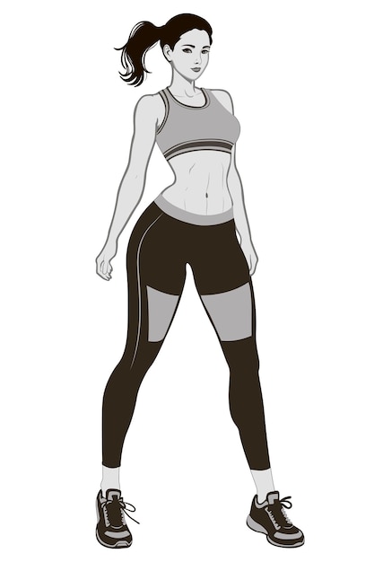 Vector girl doing lunges exercise woman workout fitness aerobic and exercises vector illustration