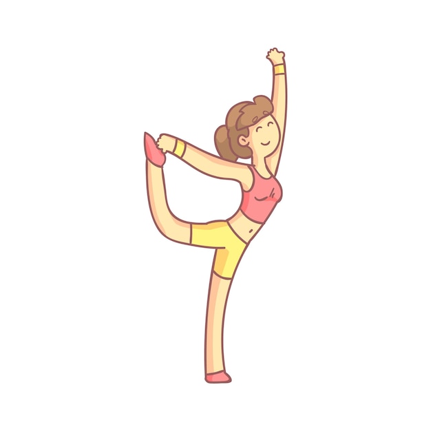 Vector girl doing standing bow yoga pose