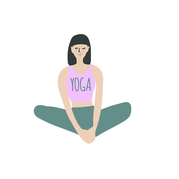 Girl doing yoga cartoon style